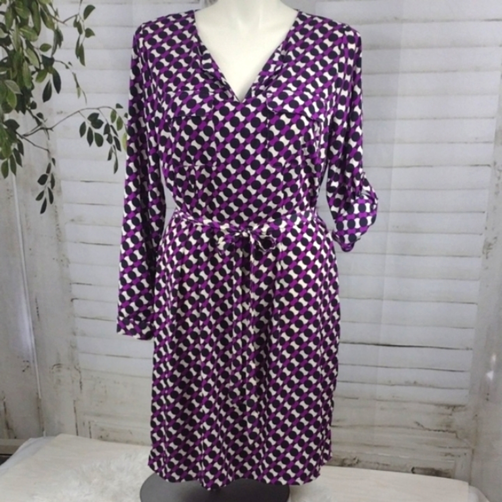 Old Navy Purple Long Sleeve Sheath Dress with Cowl Neck for Casual Work